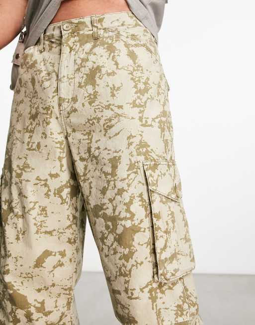 COLLUSION festival camo cargo pants in stone | ASOS