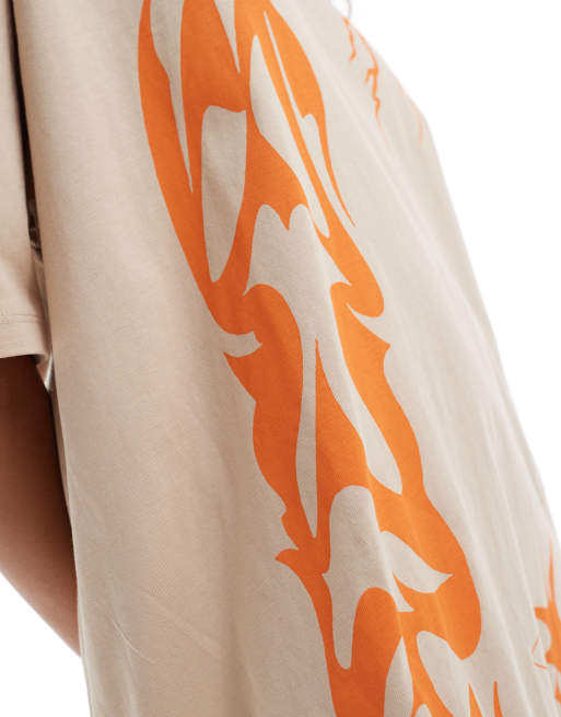 COLLUSION festival motif graphic t-shirt dress in sand | ASOS