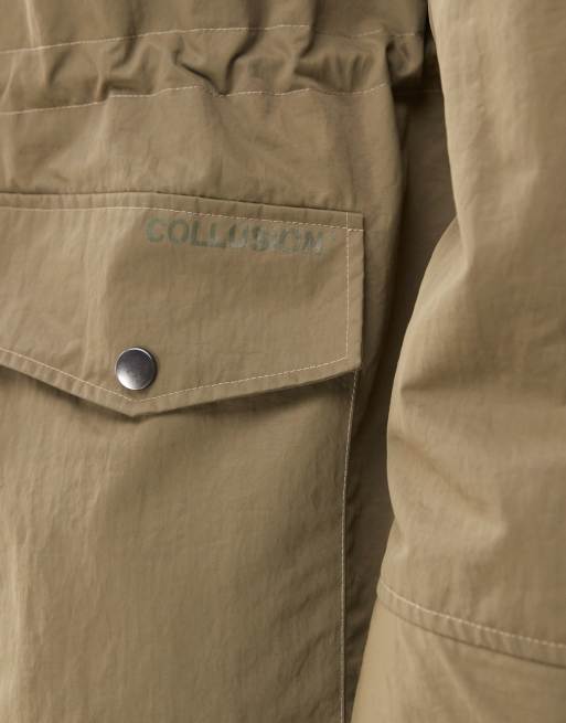 COLLUSION festival parka jacket in khaki | ASOS