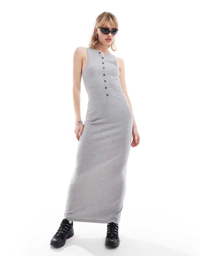 Collusion - festival rib vest maxi dress in grey