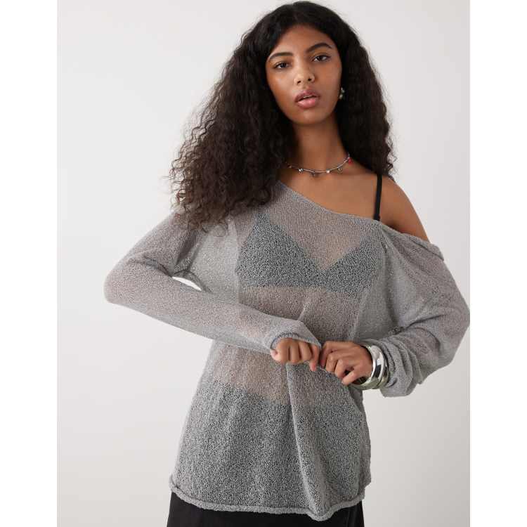 COLLUSION festival sheer knit hoodie | ASOS