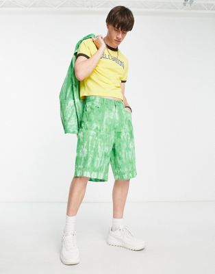 COLLUSION festival shorts co-ord in green tie dye