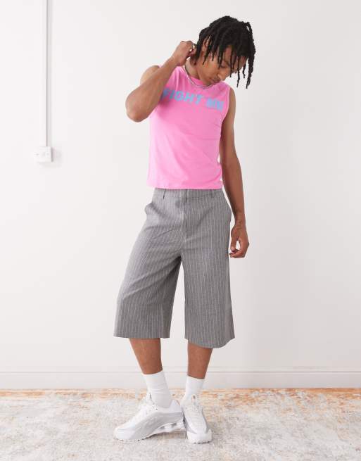 COLLUSION Festival slim tank top in pink with fight me slogan, 3 of 4