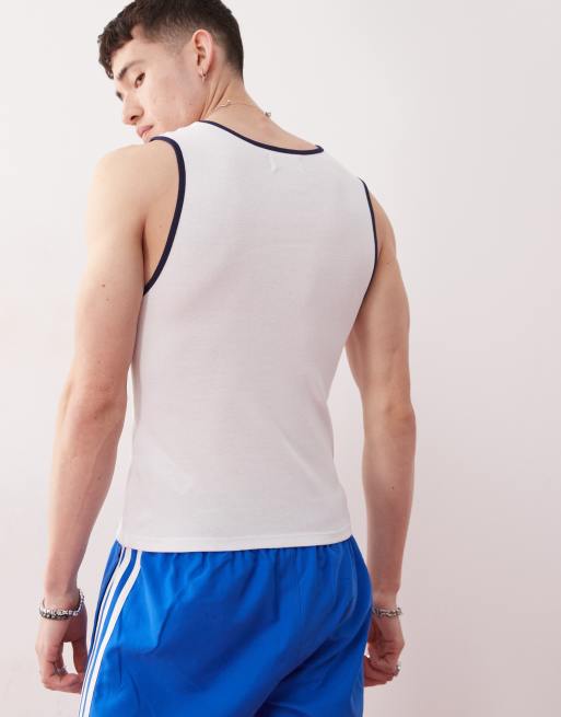 COLLUSION Festival slim tank top in white with national treasure slogan, 4 of 4