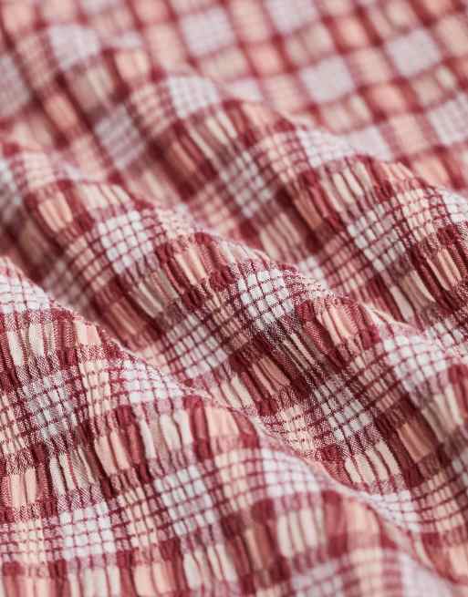COLLUSION festival textured baggy skater shorts in pink check, 3 of 4