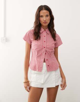 COLLUSION - Figurbetonte Hemdbluse mit rotem Vichy-Karo