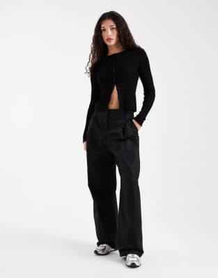 Collusion Fine Gauge Knit Cardigan In Black