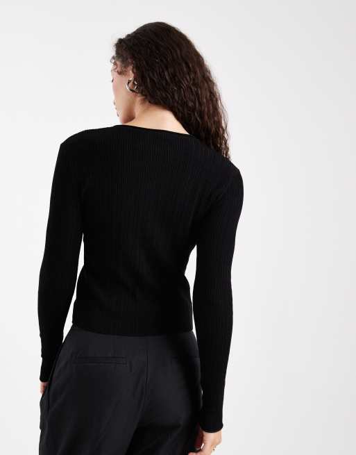 COLLUSION fine gauge knit cardigan in black