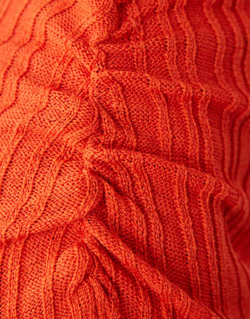 COLLUSION fine knit sheer maxi dress in orange, 4 of 4