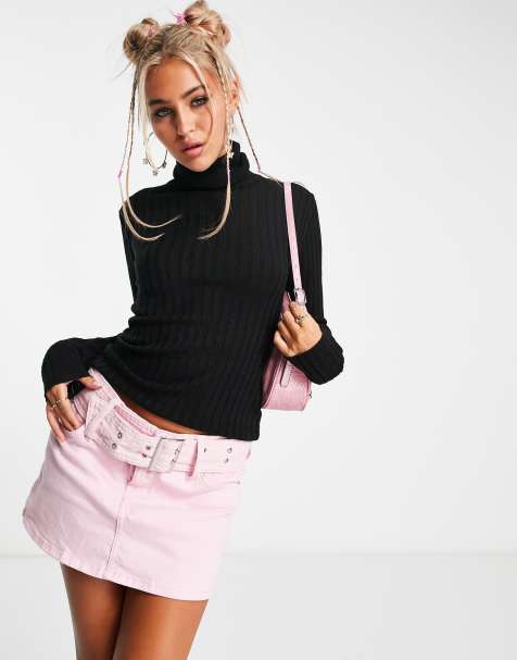 COLLUSION fine knit turtle neck sweater in black - view 1