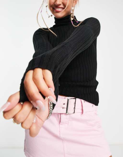 Black fine sale knit polo neck