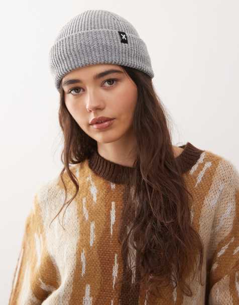 COLLUSION fisherman beanie in grey marl - view 1