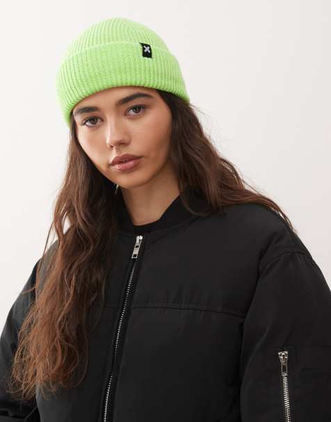 COLLUSION fisherman beanie in lime yellow - view 1
