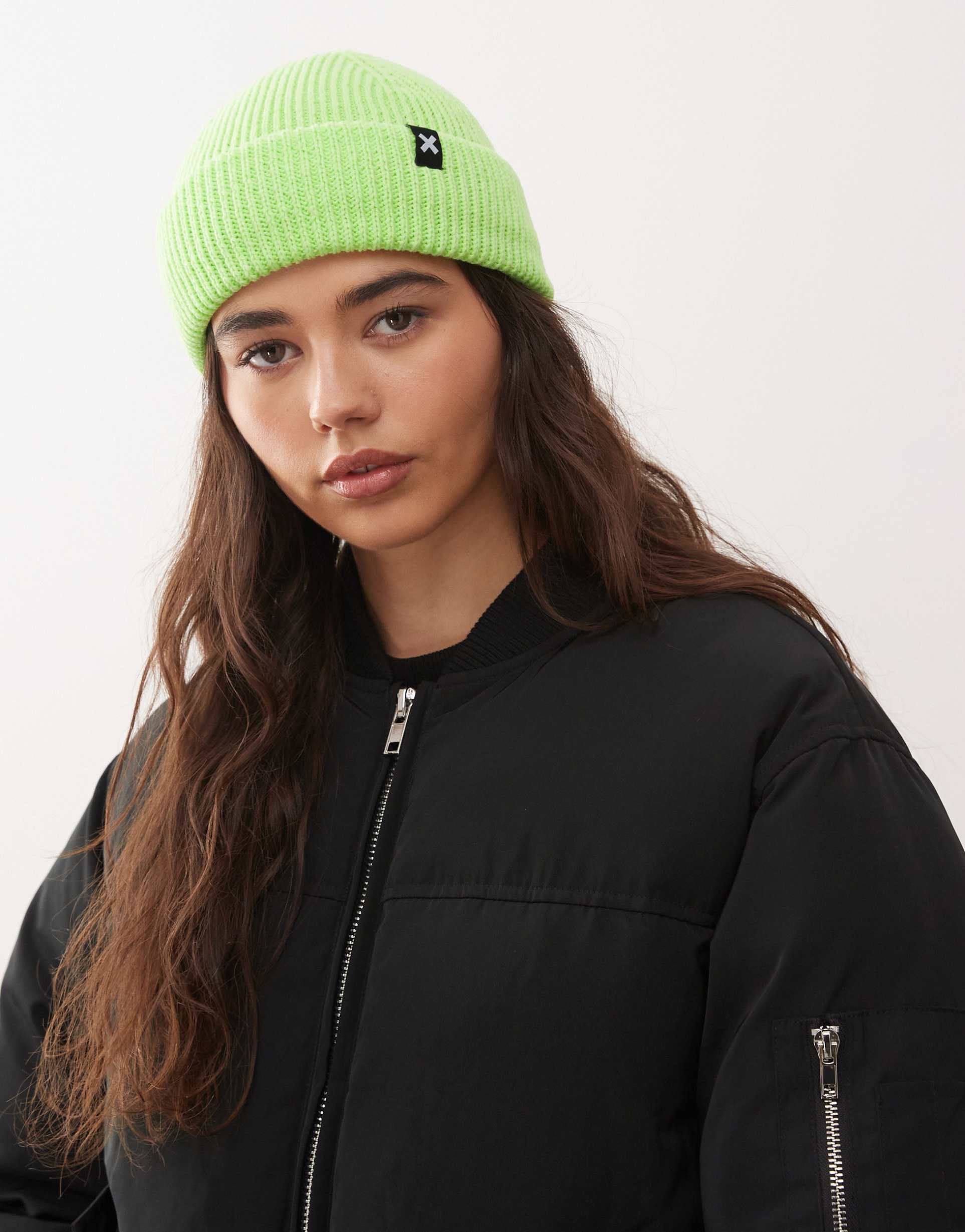collusion fisherman beanie in lime yellow