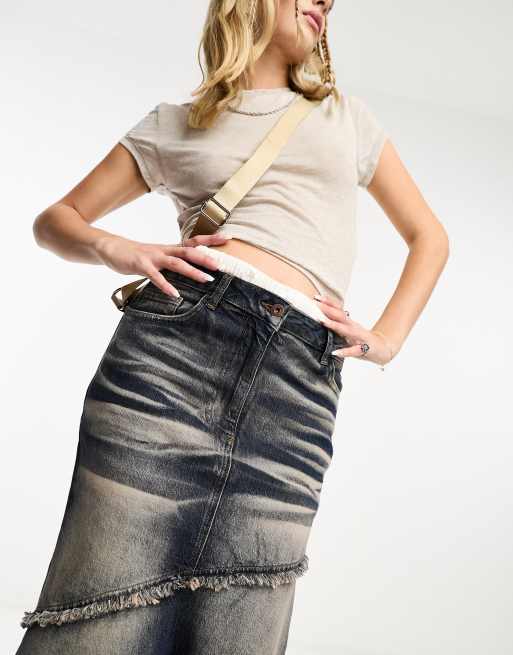 Fishtail denim 2025 pencil skirt