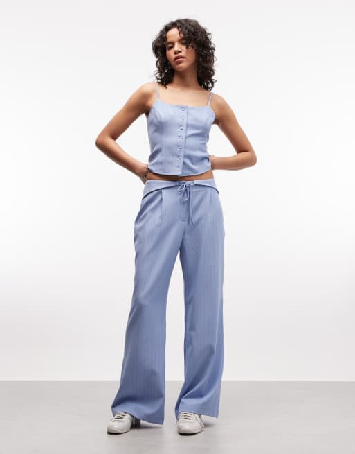 COLLUSION - Co-ord set in blauw met krijtstreep, 3 van 3