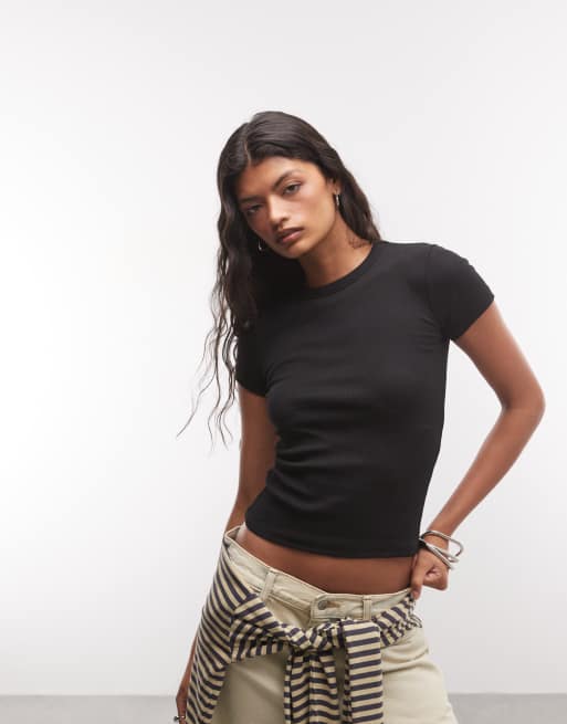 COLLUSION fitted backless s/s top in black, 2 of 4
