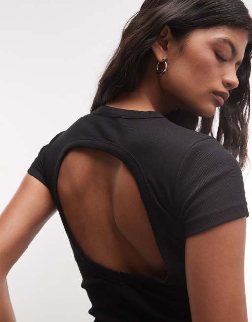COLLUSION fitted backless s/s top in black, 4 of 4