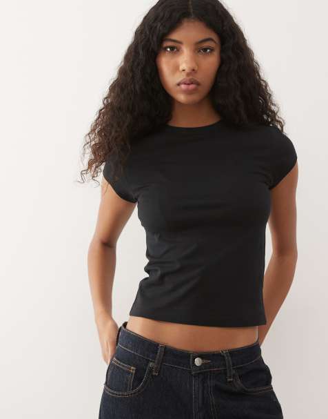 COLLUSION fitted cap sleeve t-shirt in black - view 1