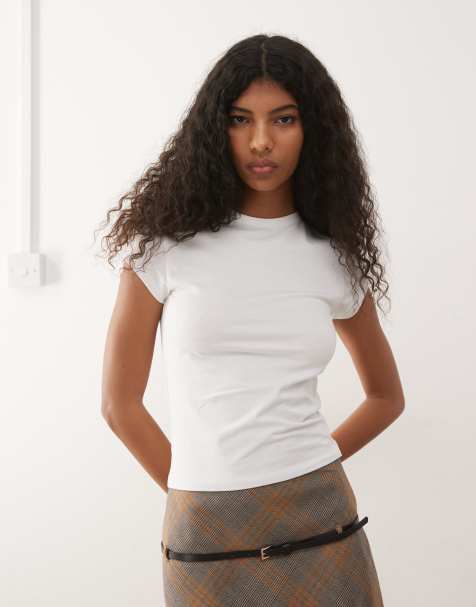 COLLUSION fitted cap sleeve t-shirt in white - view 1