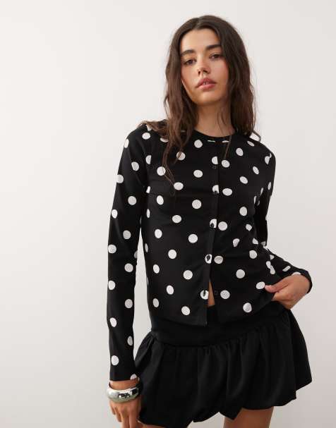 COLLUSION fitted cardigan in polka dot print - view 1