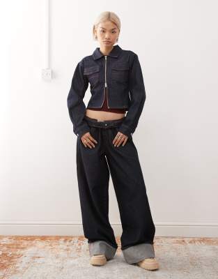 Collusion Fitted Denim Jacket In Blue