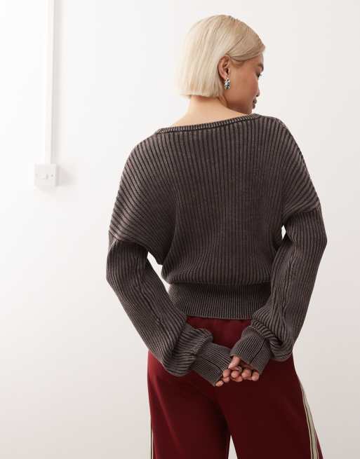 COLLUSION fitted hem knitted sweater