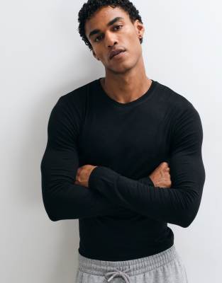 Collusion Fitted Long Sleeve Muscle T-shirt In Black