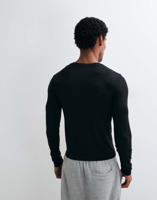 COLLUSION fitted long sleeve muscle t-shirt in black, 4 of 5