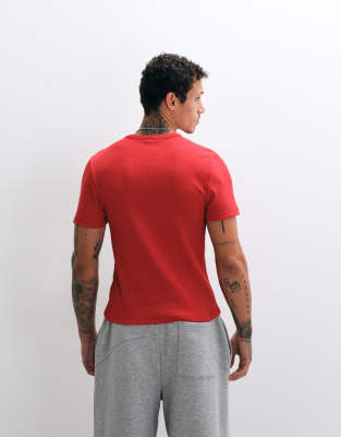 Collusion Fitted Ribbed Tee In Red