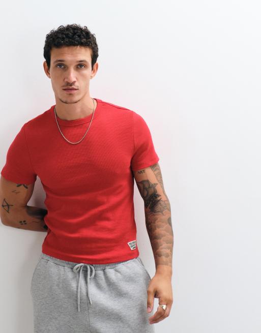 COLLUSION fitted ribbed tee in red, 5 of 5
