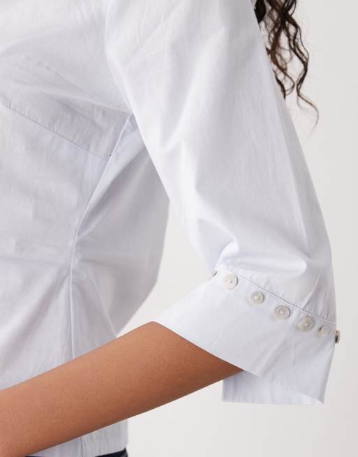 COLLUSION fitted shell button shirt in blue, 3 of 4