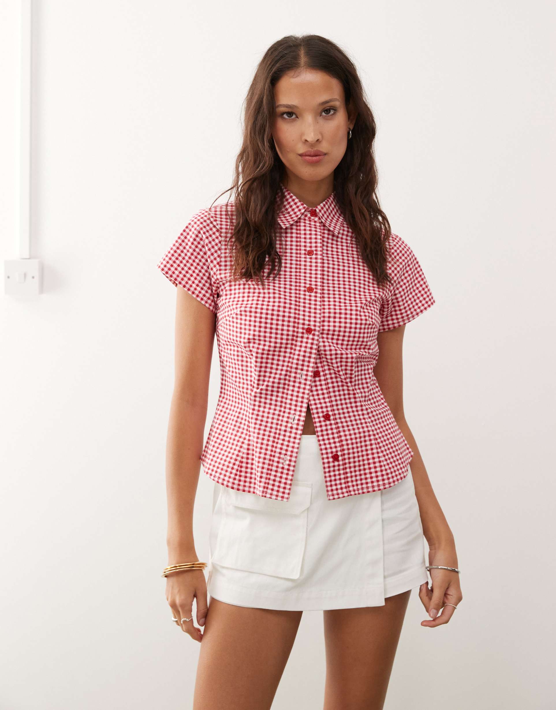 collusion fitted shirt in red gingham