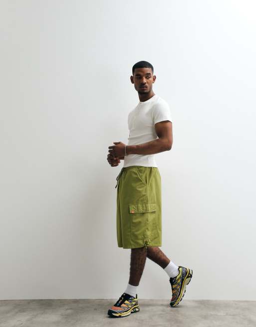 COLLUSION fitted short sleeve henley top in white, 5 of 5