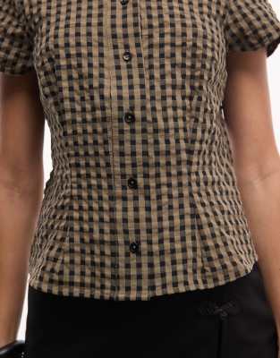 Collusion Fitted Short Sleeve Shirt In Multi