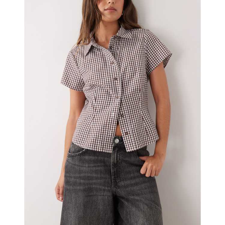 burgundy gingham dress shirt I Hope You Know Burgundy Gingham Cotton Mini Shirt Dress main image 0
