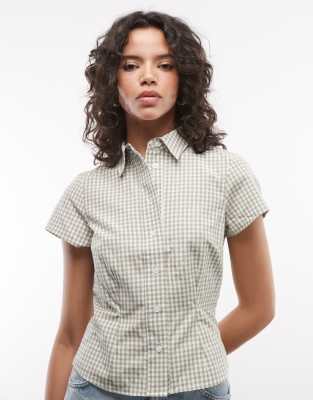 Collusion Fitted Short Sleeve Shirt In Green