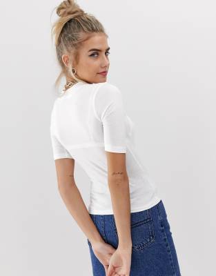 fitted white short sleeve shirt