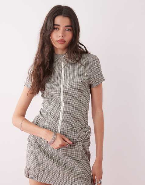 COLLUSION fitted tailored top in mixed plaid - view 1