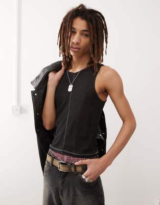 Collusion Fitted Tank Top In Black
