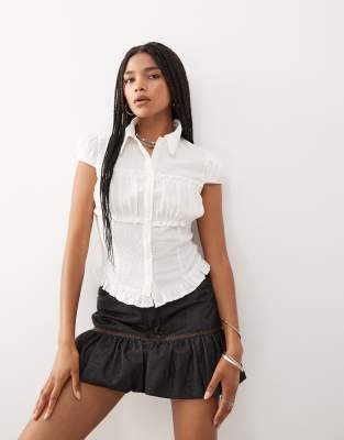 Collusion Fitted Textured Shirt In White