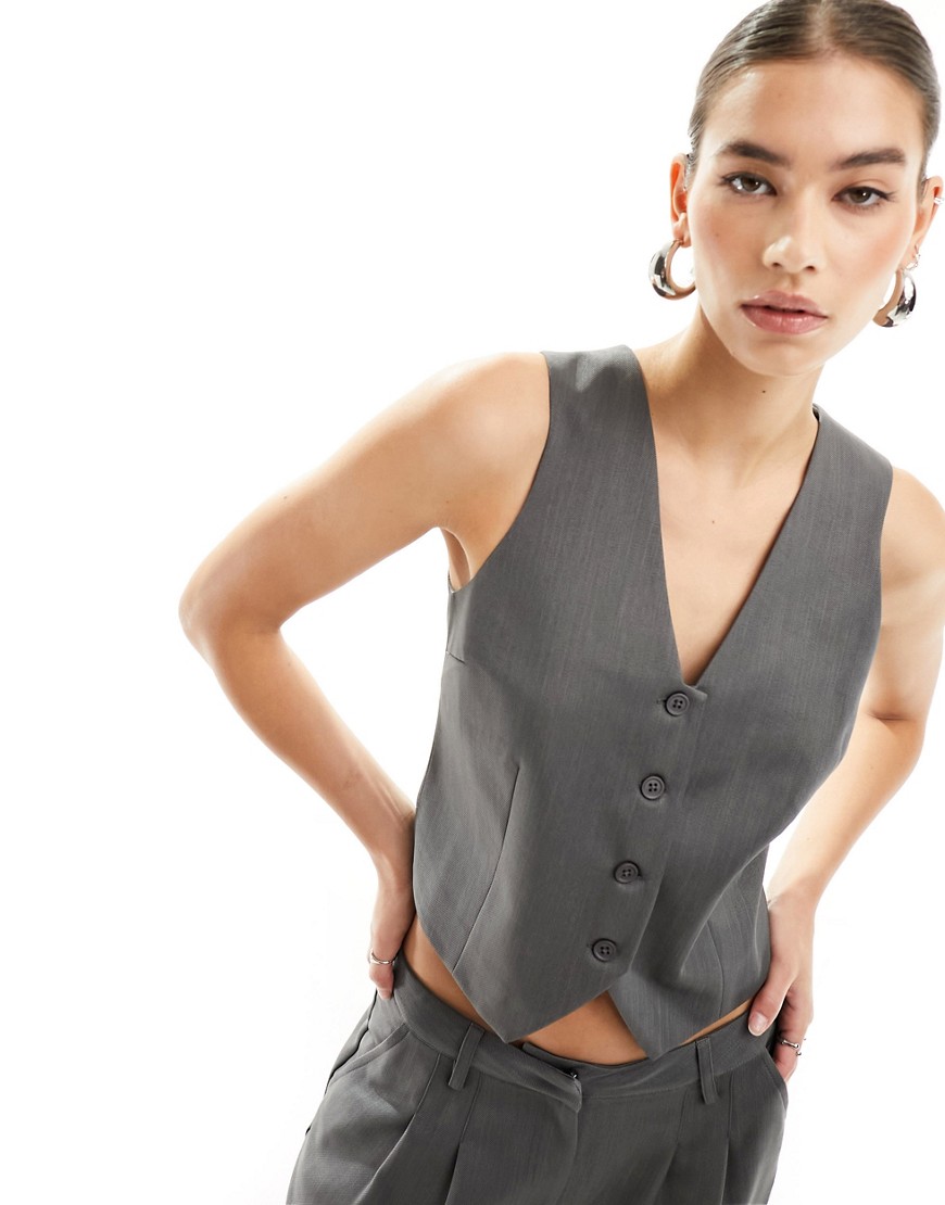 Collusion Fitted Vest In Gray Heather - Part Of A Set