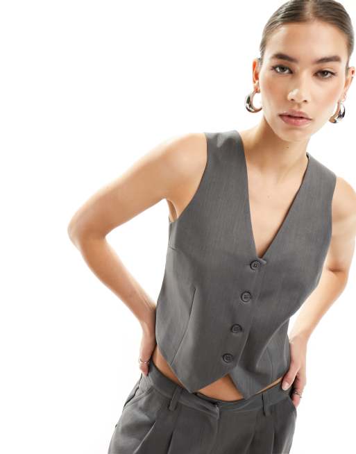 COLLUSION fitted vest in gray heather part of a set