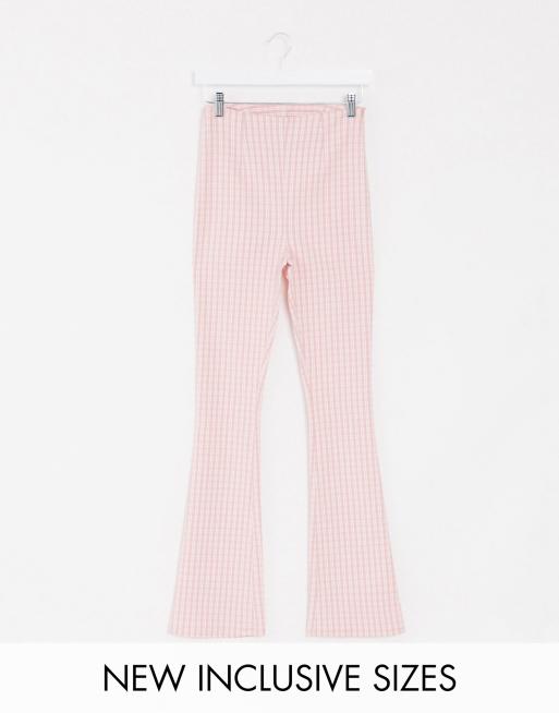 COLLUSION - Flare-broek met roze gingham-ruit