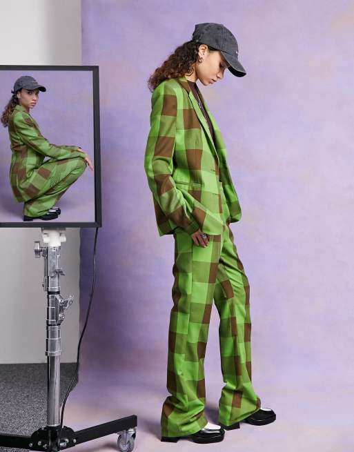 COLLUSION flare in green and brown check, 4 of 4