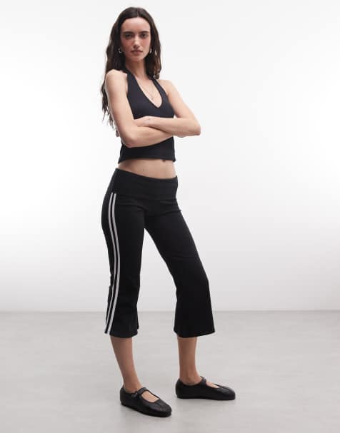 COLLUSION flared capri legging in zwart met sportieve streep - view 1