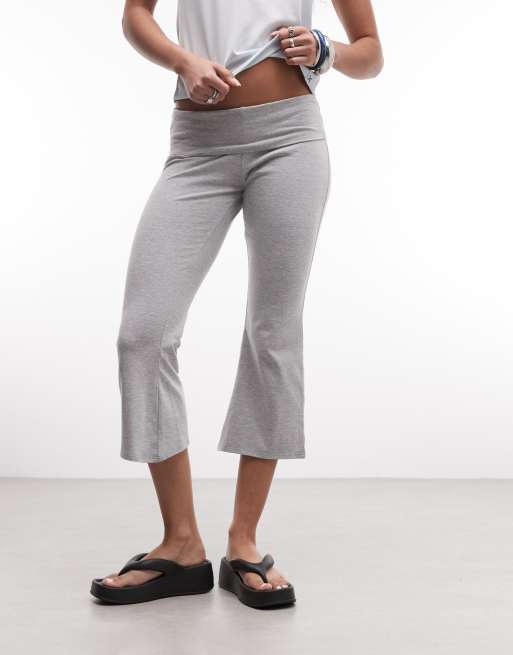 COLLUSION flared capri pants in grey marl, 4 of 5