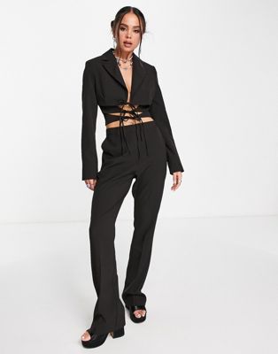 COLLUSION flared trouser in black co-ord