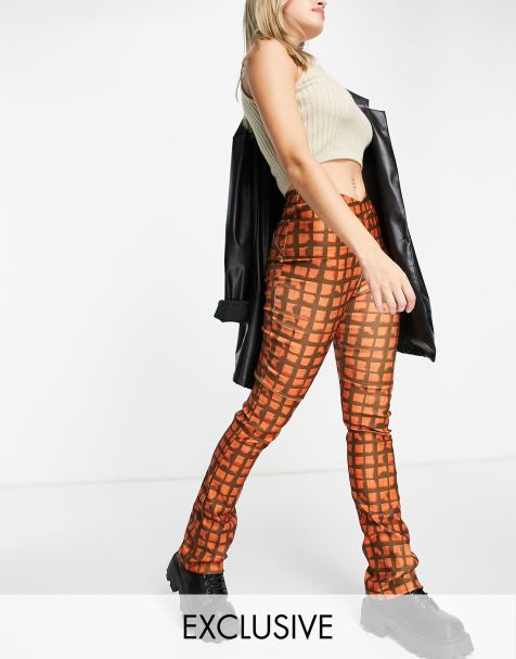 COLLUSION flares in abstract print with seam detail - view 1