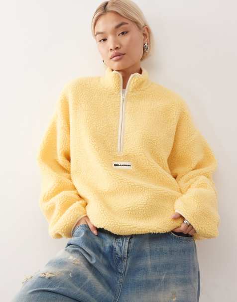 COLLUSION fleece quarter zip in buttermilk yellow - view 1